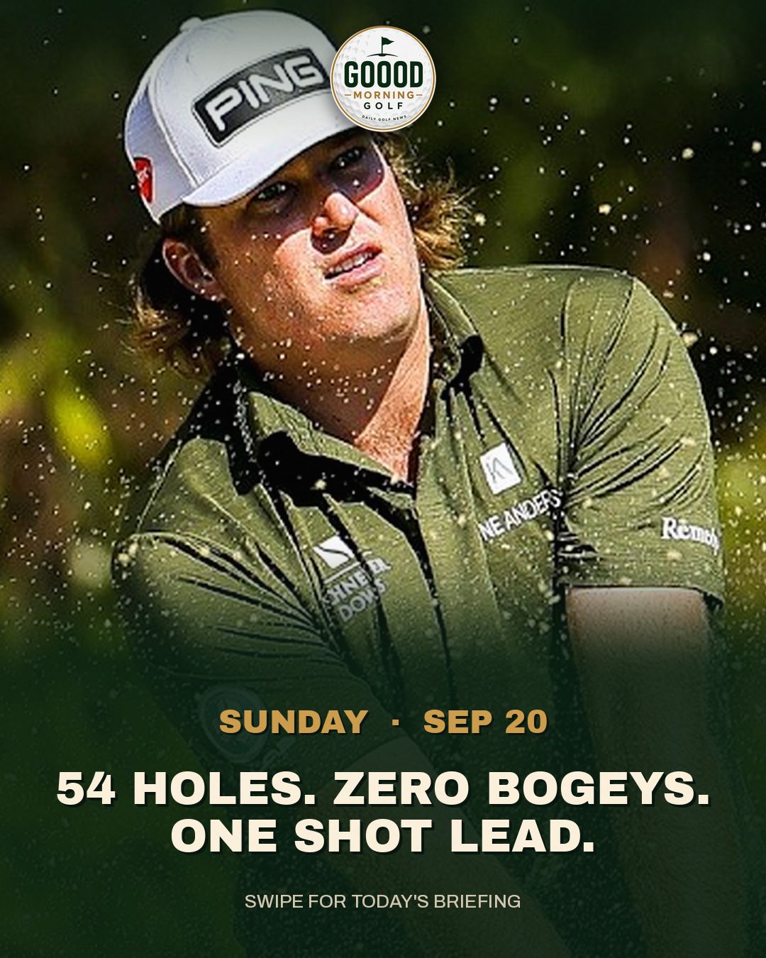 The Instagram cover for this morning: 54 holes. Zero bogeys. One shot lead.