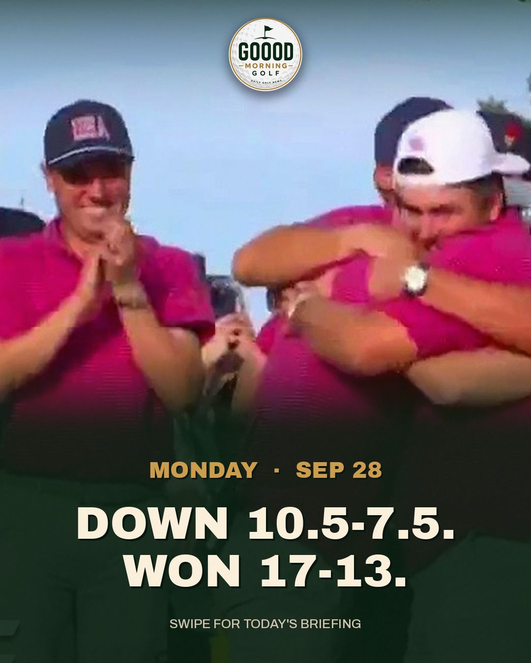 The Instagram cover for this morning: Down 10.5-7.5. Won 17-13.