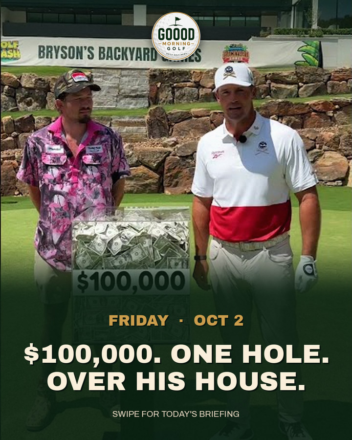 This morning's Instagram cover: $100,000. One hole. Over his house.