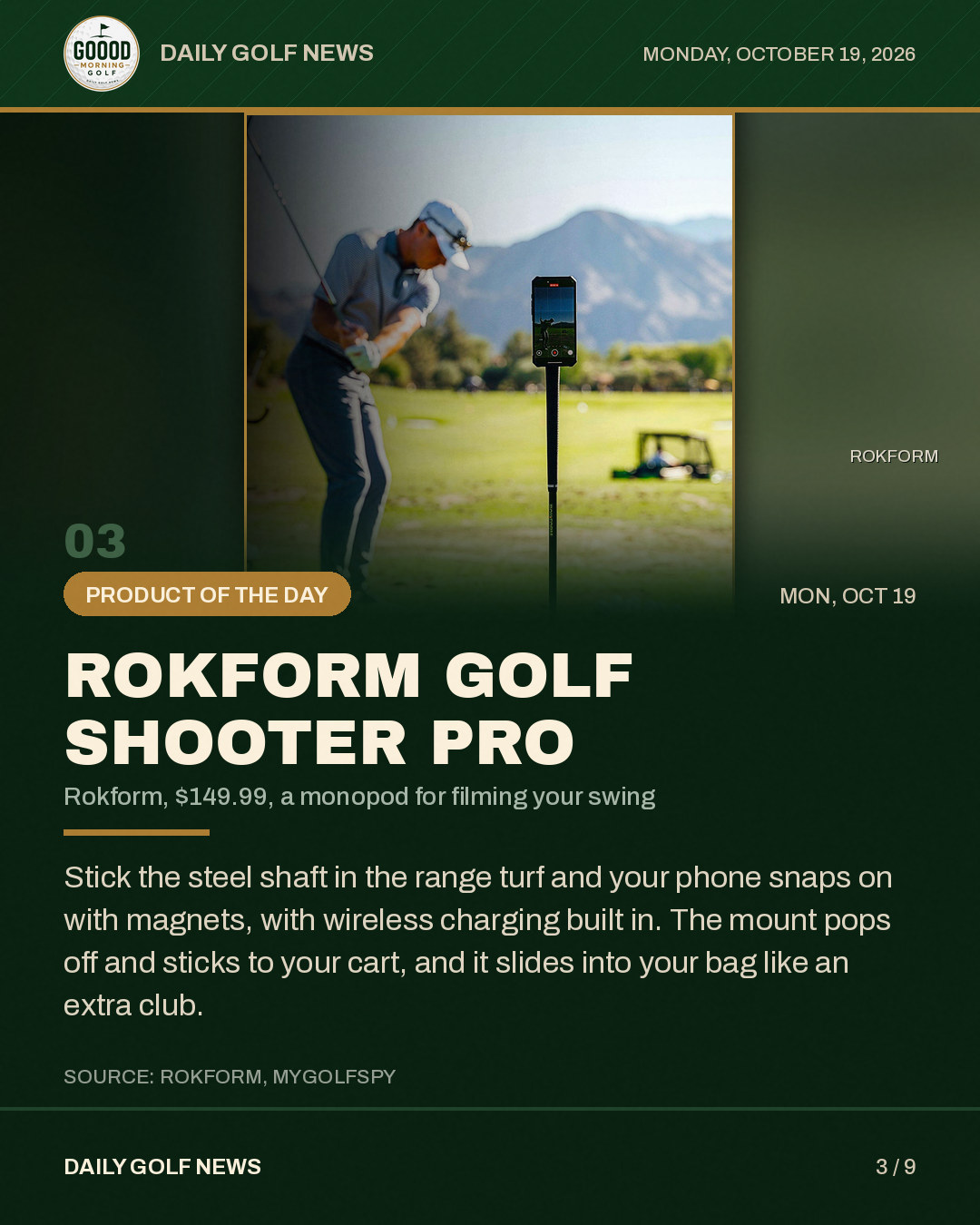 Rokform Golf Shooter Pro, the slide from the Instagram post